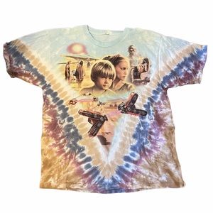 STAR WARS EPISODE I LIQUID BLUE TIE DYE TEE 1999